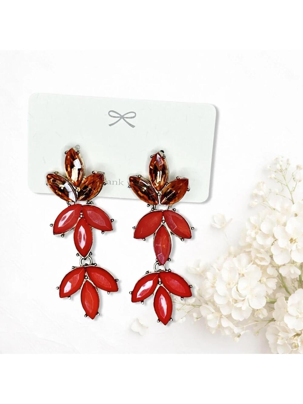 5649gc. Coral Goldtone Bling Earrings - Picture 3 of 4